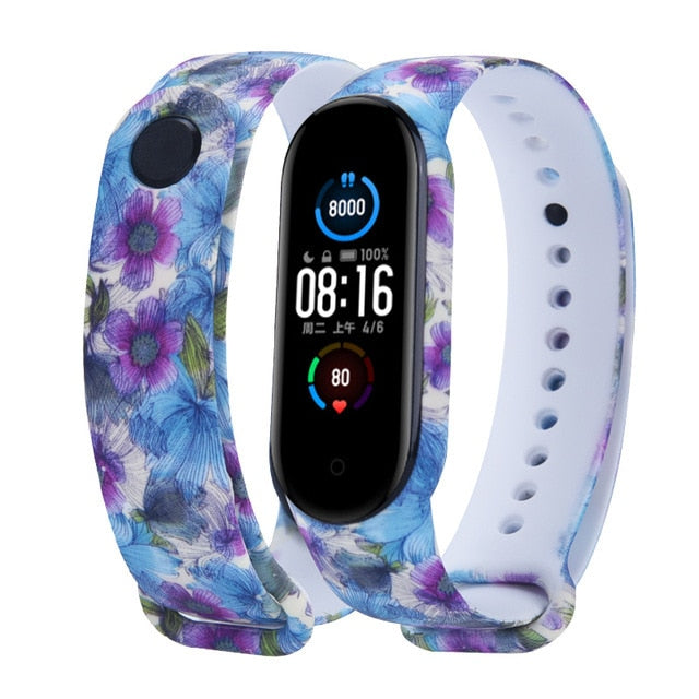 Strap For Xiaomi Mi Band 4 3 5 6 watch band Creative graffiti style Silicone bracelet replacement For XiaoMi band 4 5 Wristband