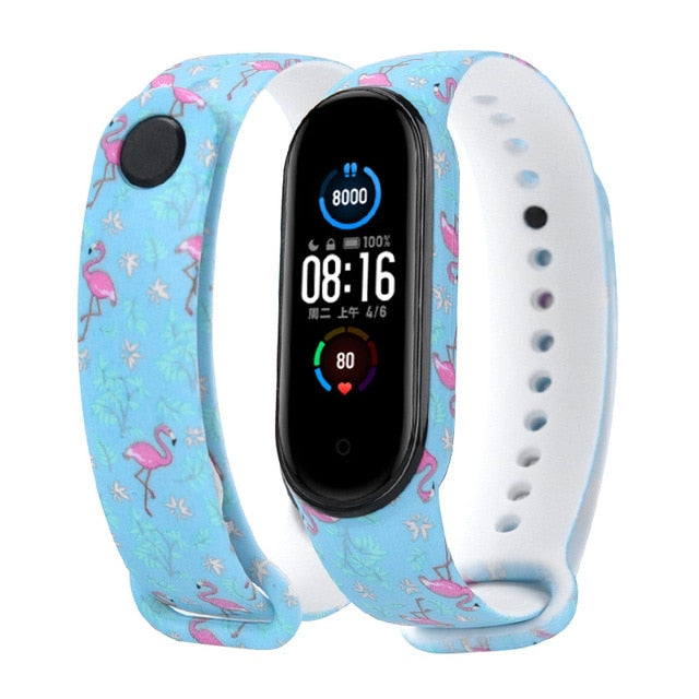 Strap For Xiaomi Mi Band 4 3 5 6 watch band Creative graffiti style Silicone bracelet replacement For XiaoMi band 4 5 Wristband