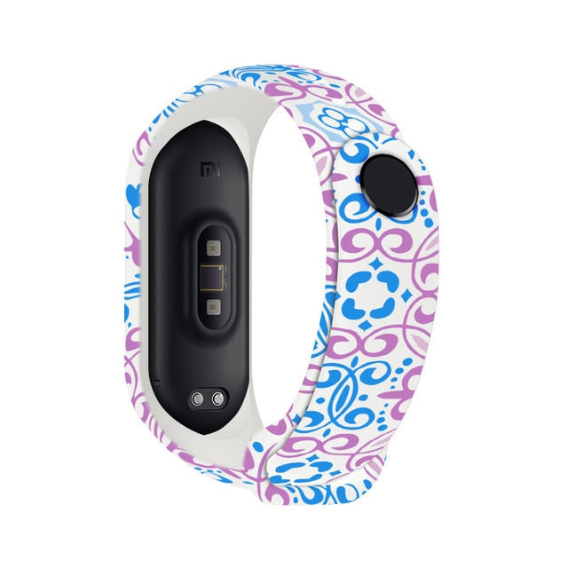 Strap For Xiaomi Mi Band 4 3 5 6 watch band Creative graffiti style Silicone bracelet replacement For XiaoMi band 4 5 Wristband