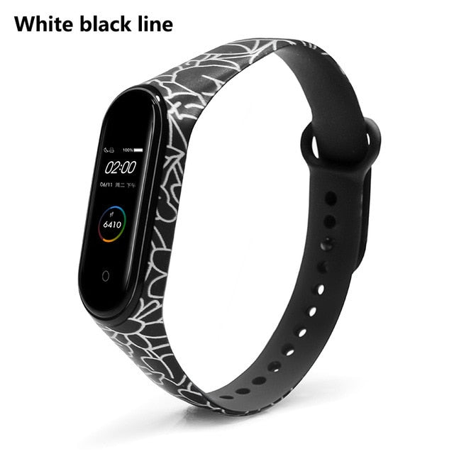 Strap For Xiaomi Mi Band 4 3 5 6 watch band Creative graffiti style Silicone bracelet replacement For XiaoMi band 4 5 Wristband