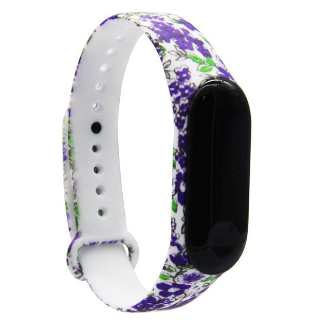 Strap For Xiaomi Mi Band 4 3 5 6 watch band Creative graffiti style Silicone bracelet replacement For XiaoMi band 4 5 Wristband